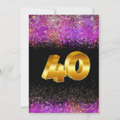 40歳の誕生日お祝い招待状グリッタースタイル 招待状 (裏面)