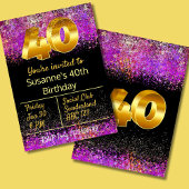 40歳の誕生日お祝い招待状グリッタースタイル 招待状