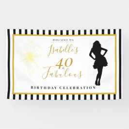 40歳の誕生日お祝い 黒とゴールドのバナー 横断幕