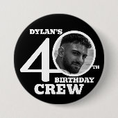 40歳の誕生日お祝い 黒のオリジナル写真 名前入り 缶バッジ (正面)