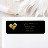 40歳の誕生日こんにちは40ブラック |金ゴールドフェイクハート ラベル (インサイチュ)