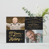 40歳の誕生日と今の写真ストリングライト 招待状 (スタンド正面)
