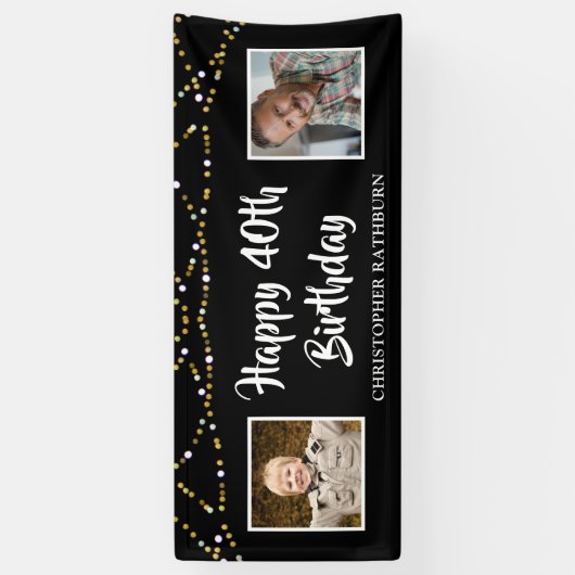 40歳の誕生日と今の写真ライトブラック 横断幕 (縦)
