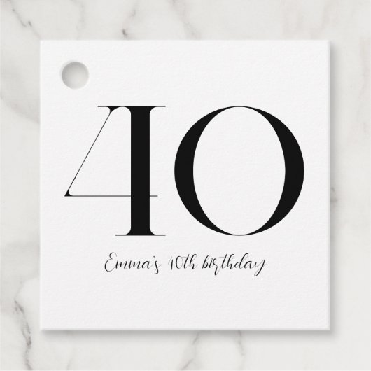 40歳の誕生日と白黒 フェイバータグ (正面)