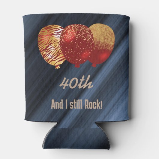 40歳の誕生日と金ゴールドグリッターレッドバルーン 缶クーラー (裏面)