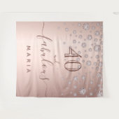 40歳の誕生日におしゃれなローズゴールドダイヤモンドグリーティング タペストリー (正面(横))