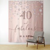 40歳の誕生日におしゃれなローズゴールドダイヤモンドグリーティング タペストリー (インサイチュ)