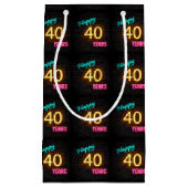 40歳の誕生日にネオンのサインが入る スモールペーパーバッグ (正面)
