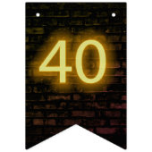 40歳の誕生日にネオンサインオンレンガ バンティングフラッグ (第1の旗)