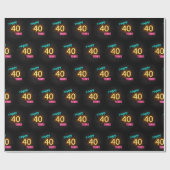 40歳の誕生日にネオンサインオンレンガ ラッピングペーパー (フラット)