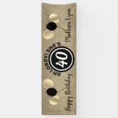 40歳の誕生日にパーティーブラック金ゴールド 横断幕 (縦)