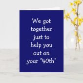 40歳の誕生日にメールや文字を打つ救済 カード (黄色い花)