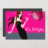 40歳の誕生日に咲くカクテルパーティー 招待状 (正面/裏面)