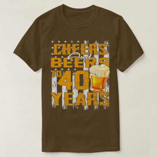 40歳の誕生日に応援とビール Tシャツ (デザイン正面)