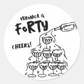 40歳の誕生日に描かれたフェイスシール ラウンドシール (正面)