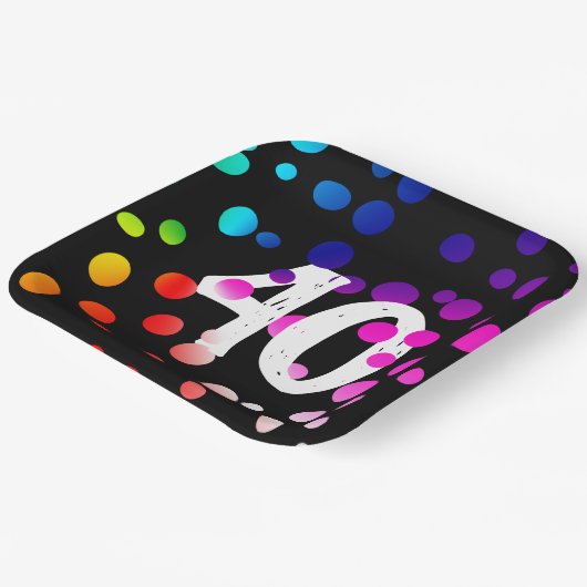 40歳の誕生日に誕生した虹の点 ペーパープレート (傾斜あり)