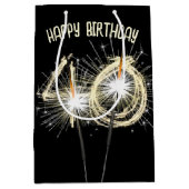 40歳の誕生日に輝くゴールドスパークラー ミディアムペーパーバッグ (正面)