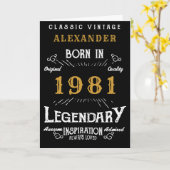 40歳の誕生日に1981年の伝説生まれの名前を加える カード (黄色い花)