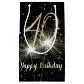 40歳の誕生日のスパークラオンブラック スモールペーパーバッグ (正面)