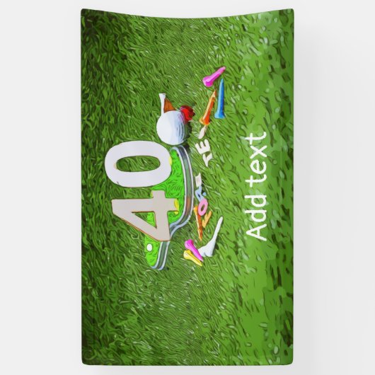 40歳の誕生日のティー付きゴルフボール 横断幕 (縦)