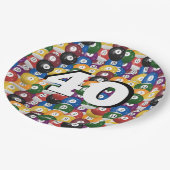 40歳の誕生日のビリヤード・ボール ペーパープレート (アングル)