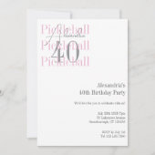 40歳の誕生日のピクレボールピンク 招待状 (正面)