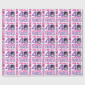 40歳の誕生日のピンクの紫のルック40カスタムの写真 ラッピングペーパー (フラット)