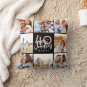 40歳の誕生日のピンクの黒い写真の誕生日 クッション (ブランケット)