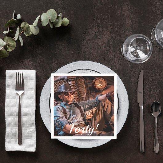 40歳の誕生日のフォトスクリプト スタンダードカクテルナプキン