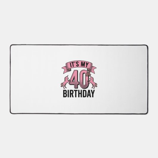 40歳の誕生日のユニコーンのビンテージの彫刻のデザイン_1 デスクマット (正面)
