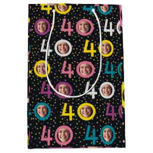 40歳の誕生日の写カスタマイズ真 ミディアムペーパーバッグ