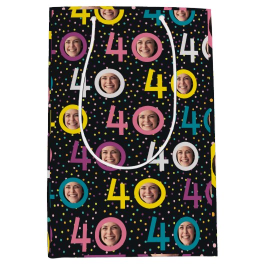 40歳の誕生日の写カスタマイズ真 ミディアムペーパーバッグ (正面)