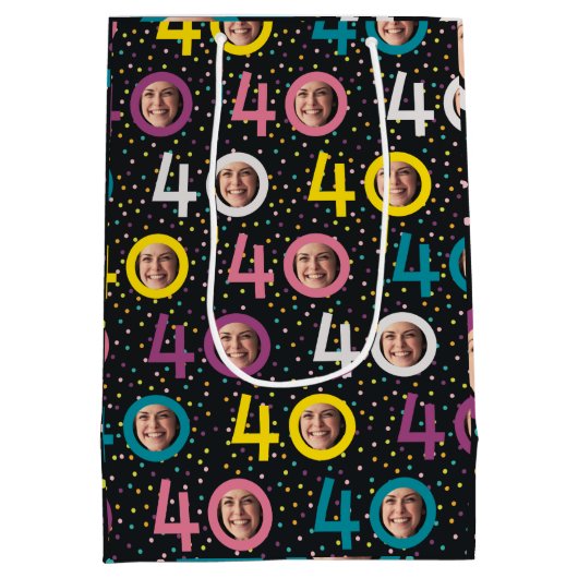 40歳の誕生日の写カスタマイズ真 ミディアムペーパーバッグ (裏面)