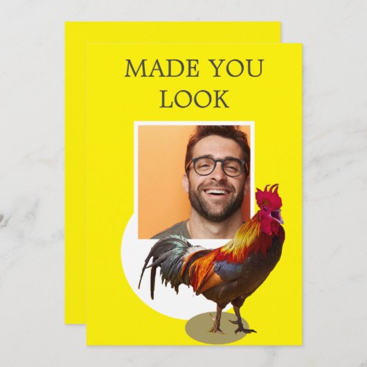 40歳の誕生日の写真おもしろい鶏 招待状 (正面/裏面)