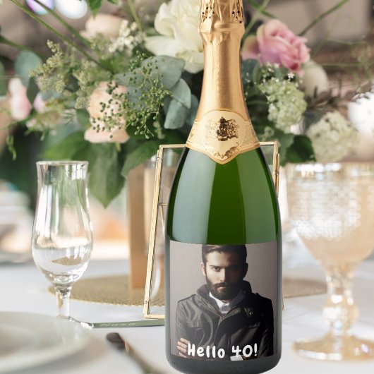 40歳の誕生日の写真こんにちは40人の男性 スパークリングワインラベル