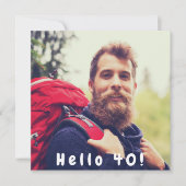 40歳の誕生日の写真こんにちは40男の黒 招待状 (正面)