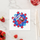 40歳の誕生日の写真とレッドスターナプキンスの名前 スタンダードカクテルナプキン (インサイチュ)