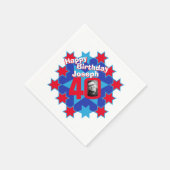 40歳の誕生日の写真とレッドスターナプキンスの名前 スタンダードカクテルナプキン (角)