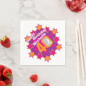 40歳の誕生日の写真と名前ピンクスターナプキン スタンダードカクテルナプキン (インサイチュ)