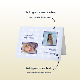 40歳の誕生日の写真と文字ブルー カード