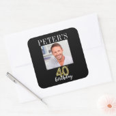 40歳の誕生日の写真のラベル スクエアシール (封筒)