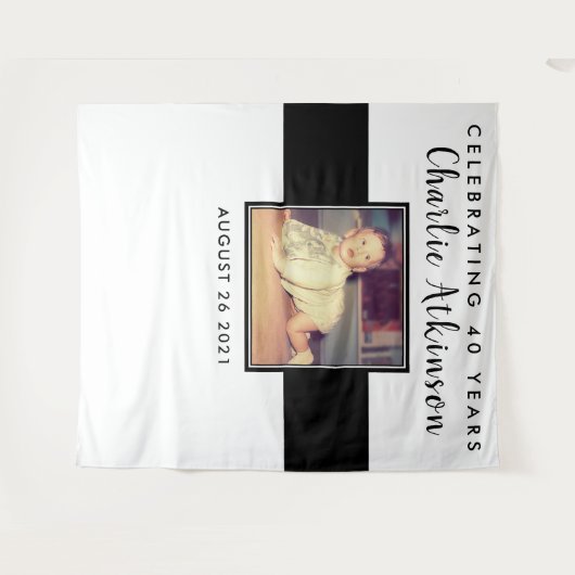 40歳の誕生日の写真の背景バナー タペストリー (正面(横))