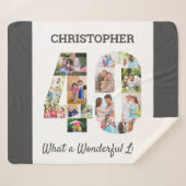 40歳の誕生日の写真コラージュ シェルパブランケット (正面(横))