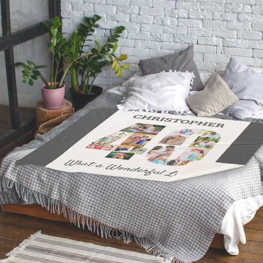 40歳の誕生日の写真コラージュ シェルパブランケット