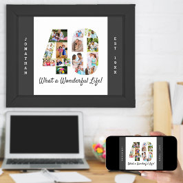 40歳の誕生日の写真コラージュ ポスター