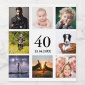 40歳の誕生日の写真コラージュ ワインラベル (シングルラベル)