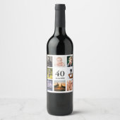 40歳の誕生日の写真コラージュ ワインラベル (正面)