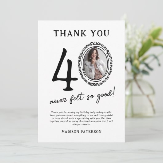 40歳の誕生日の写真サンキューカード サンキューカード (スタンド正面)