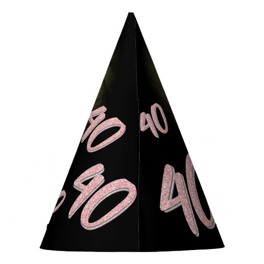 40歳の誕生日の写真パーソナライズされたグリッターピンクの名前 パーティーハット (裏面)