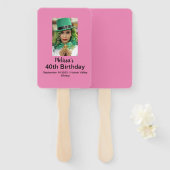 40歳の誕生日の写真パーソナライズされたピンク ハンドファン (正面&裏面)